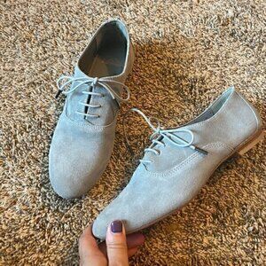Fred de la Bretoniere grey suede lace up oxford shoes